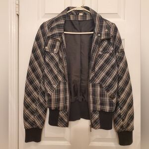 H&M Black and Gray Bomber Jacket with Modern Contrast
